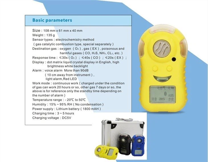 Portable LCD display combustible EX ch4 lpg gas detector
